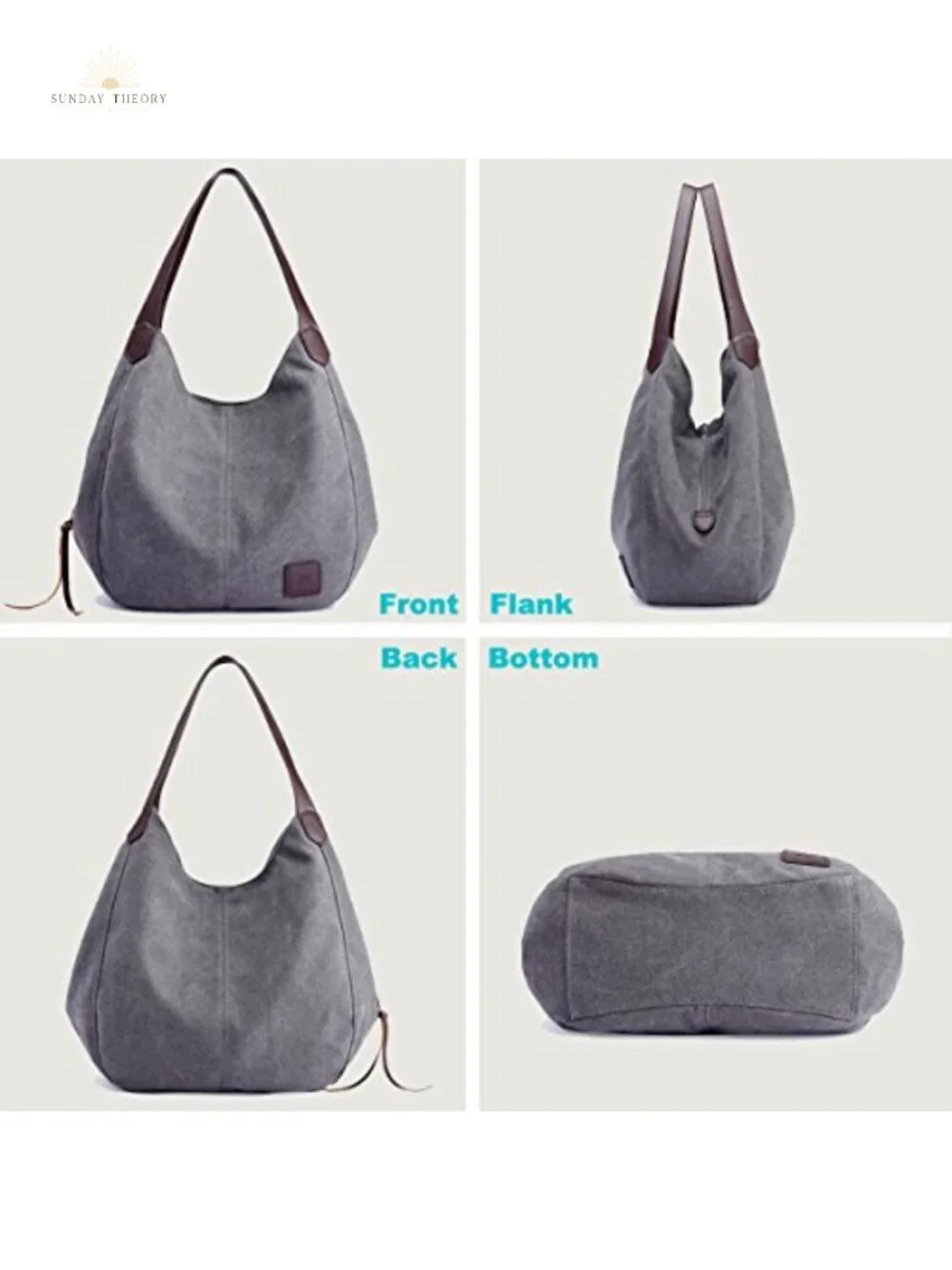 Canvas Multi-pocket Hobo Bags for Women Shoulder Tote Purse Handbag Travel Work